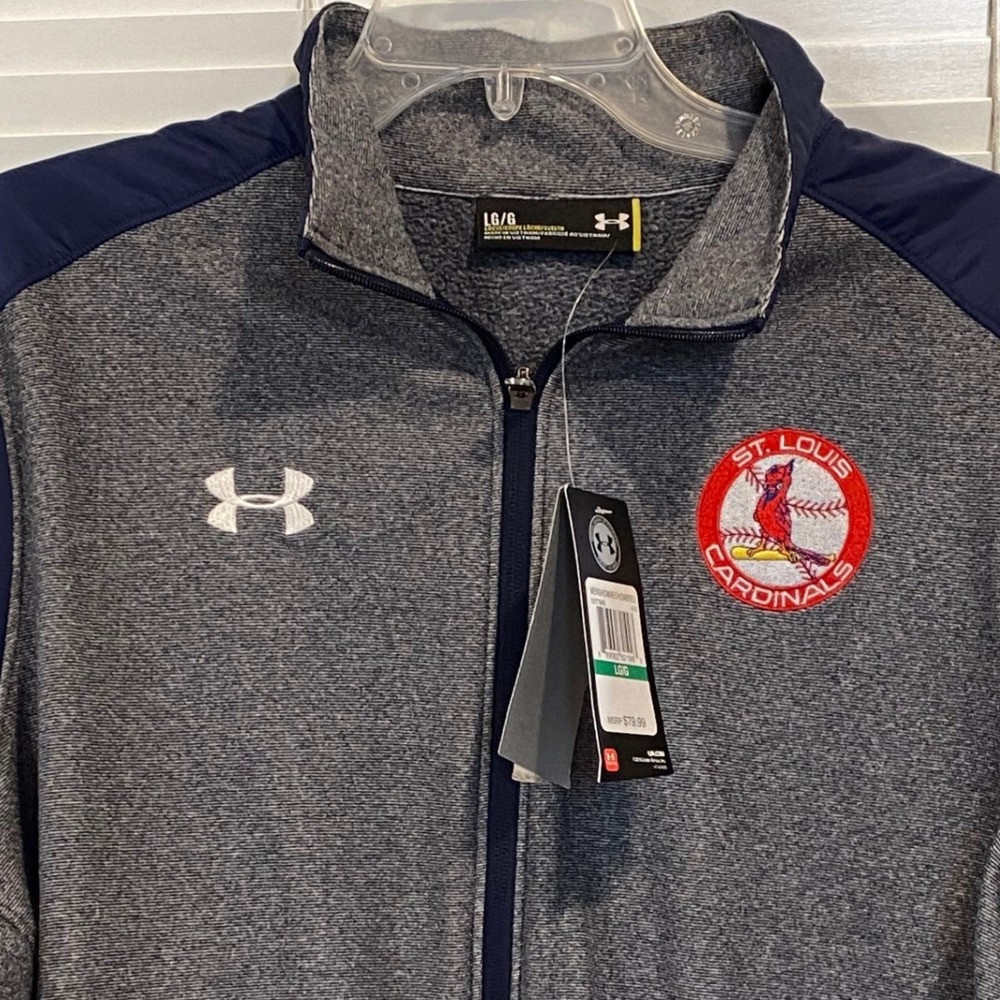 Under Armour St Louis Cardinals ColdGear Full‎ Zip Jacket Mens Large Grey Navy